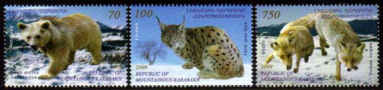 <Font 1-051>Nagorno Karabakh #51-53 <br>  Endangered Animals of Krabakh, Set of 3